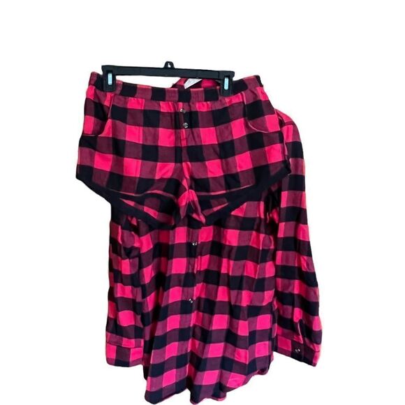 Free Press Buffalo Plaid flannel sleep set with shorts and long sleeve shirt - Picture 1 of 7